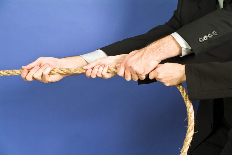 People joining in tug of war.