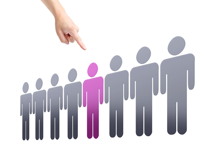 Sexual orientation discrimination representation, choosing one person out of a crowd